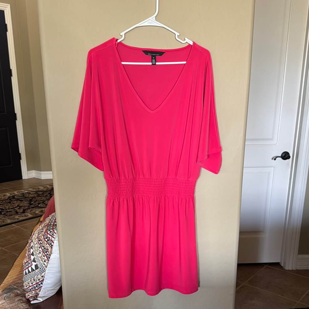 Vibrant Pink V-Neck Dress